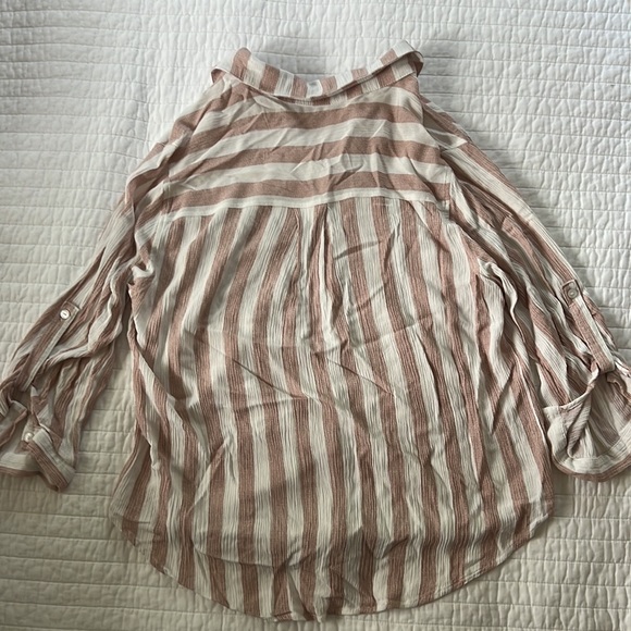 Vixbe size large striped button up blouse with tie front - Picture 7 of 7
